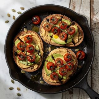 Roasted Tomato & Hummus Toast with Balsamic