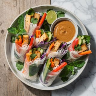 Fresh Salad Rolls with Creamy Peanut Hoisin Sauce