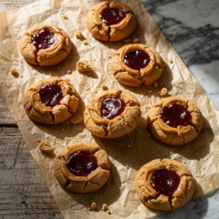 Peanut Butter and Jelly Thumbprint Cookies