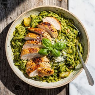 Pesto Chicken and Orzo Skillet