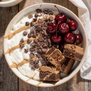 Chocolate Cherry Cheesecake Yogurt Bowl
