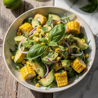 Easy Avocado Corn Salad with Lime and Basil