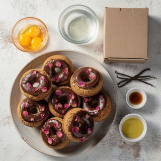 Baked Almond Flour Donuts with Rose Petals